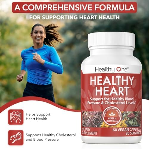 Healthy Heart - Healthy Cholesterol Circulation & Blood Pressure - 60ct | Fights Plaque, Supports Normal LDL & HDL, Artieries, Circulation, Contains CoQ10, Beet Root, Garlic, Olive Leaf And More