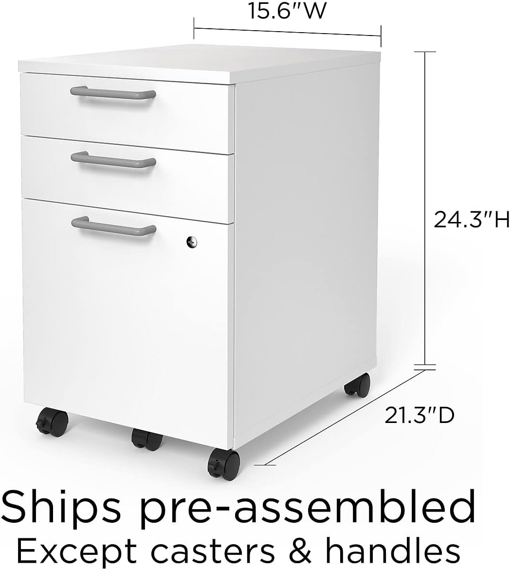 Union & Scale Staples Essentials 3-Drawer Vertical File Cabinet, Letter & Legal Size Documents, Lockable & Mobile, 21.3" D x 15.6" W x 24.3" H, Natural
