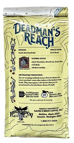 Raven's Brew Coffee Three Peckered Billy Goat, 12 Ounce - Dark Roast - Full Body with a Long Sweet Finish (Organic Ground, 12 oz)