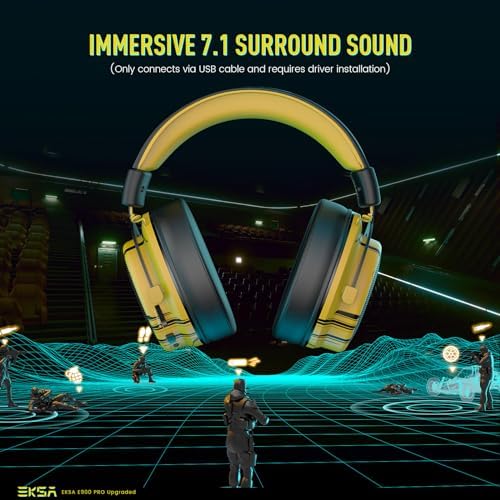 EKSA E900 Pro USB Gaming Headset for PC - Computer Headset with Detachable Noise Cancelling Mic, 7.1 Surround Sound, 50MM Driver - Headphones with Microphone for PS4/PS5, Xbox One, Laptop, Office | Computer Headset with Detachable Noise Cancelling Mic, H…