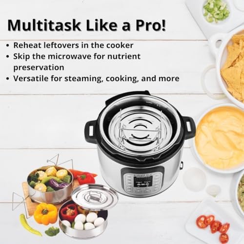 Stackable Stainless Steel Insert Pans - Inserts for Instant Pot - Pan for Instapot - Accessories for Instant Pot- FITS 6 QT and Above - Single Size - Pressure Cooker Steamer Pan Accessories