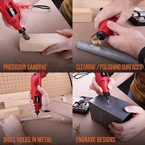 Hi-Spec Corded Rotary Tool Kit for Cutting, Grinding and Sanding with Bits