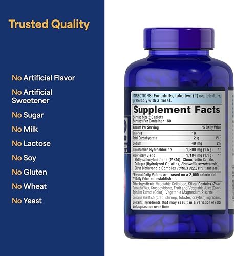 Puritan's Pride Glucosamine Chondroitin MSM, 360 Coated Tablets | Dietary Supplement for Joint Health, 6 Month Supply