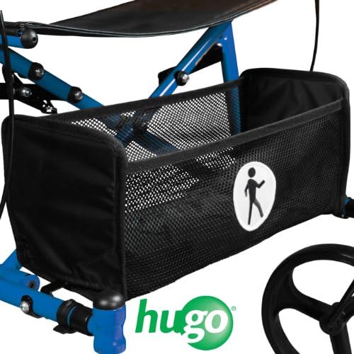 Hugo Mobility Sidekick Foldable Rollator Walker with Seat, Blueberry | Foldable Rollator with Padded Seat Offers Stable