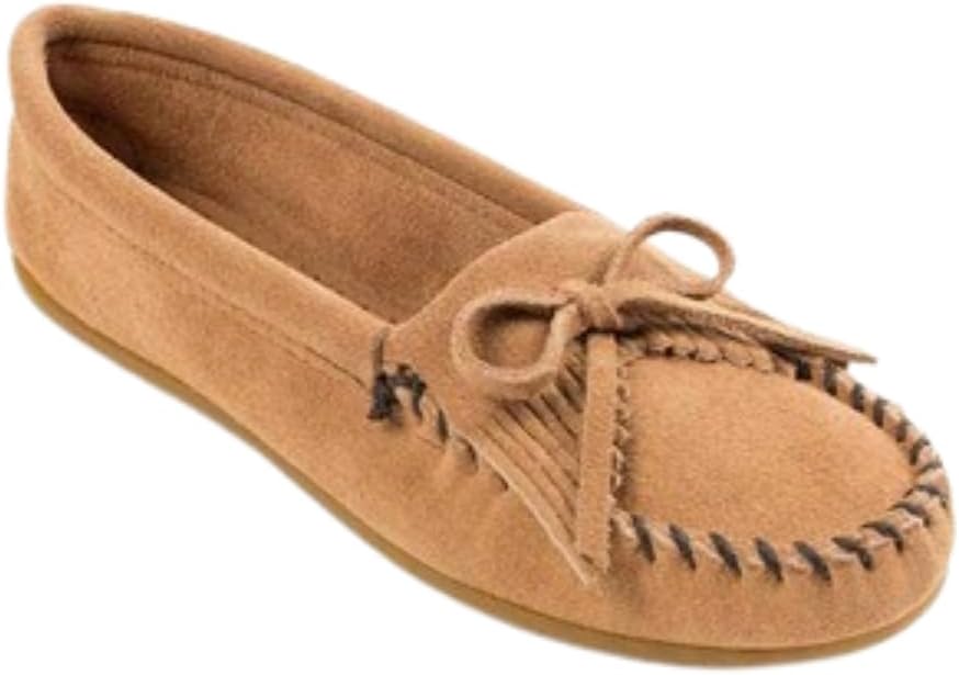 Minnetonka Women's Kilty Suede Hardsole Moccasin