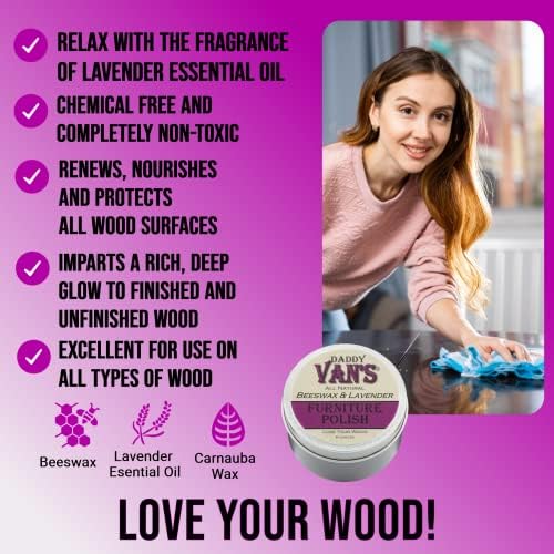 Daddy Van's All Natural Beeswax & Lavender Furniture Polish | Chemical-Free, Non-Toxic Beeswax Wood Conditioner