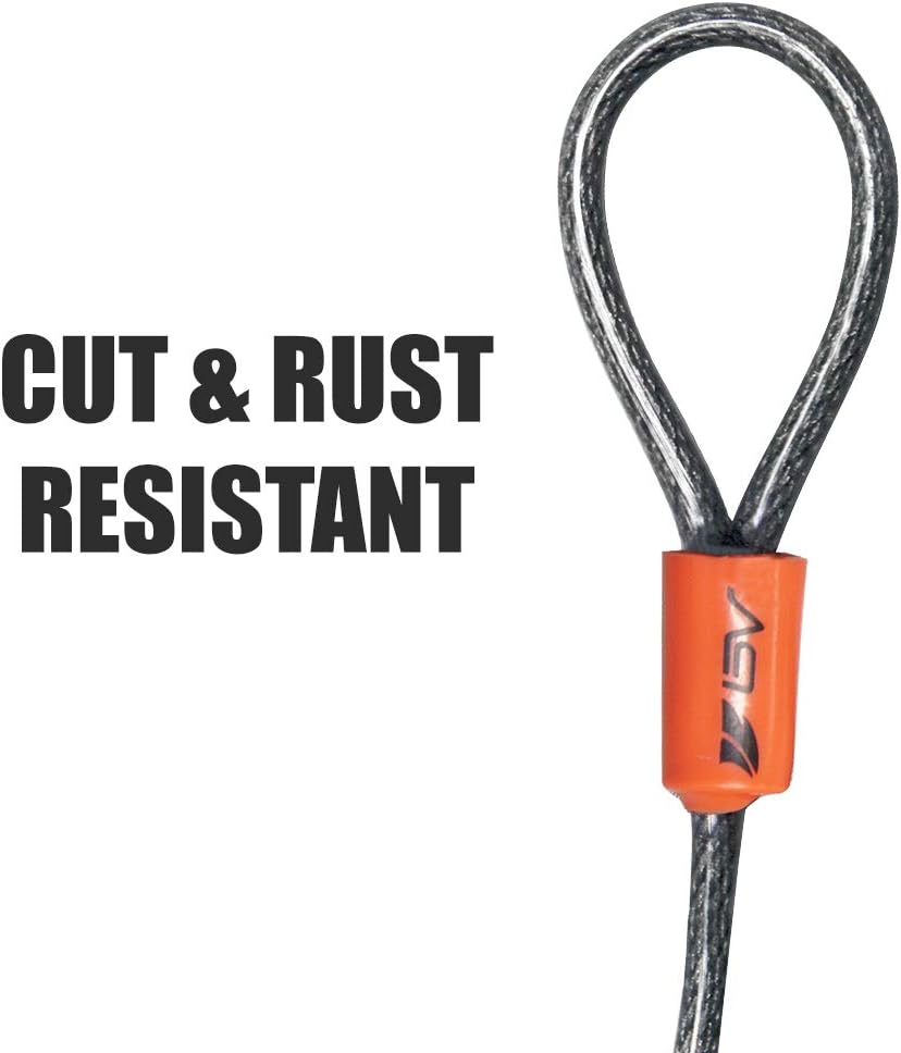 BV 7FT Heavy-Duty Security Cable Lock with Loops – Extra Thick 10mm (3/8") Braided Steel, Cut-Resistant & Weatherproof Wire Cable for Padlock, Gate, Bike, Motorcycle & Outdoor Equipment