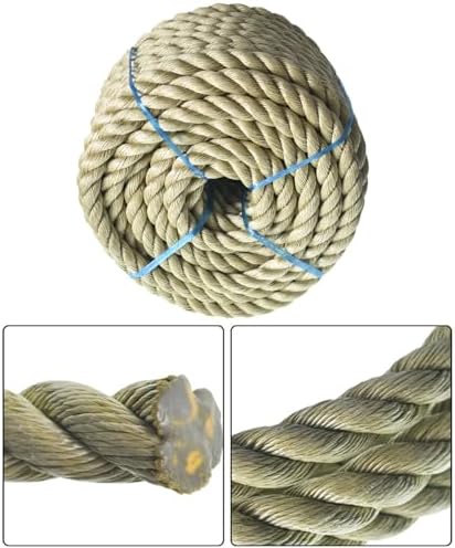 100 Feet 1 inch Diameter Twisted Manila Rope, Twisted 3 Strand, Polypropylene Rope for Indoor Outdoor Use for Landscaping, Tug of War
