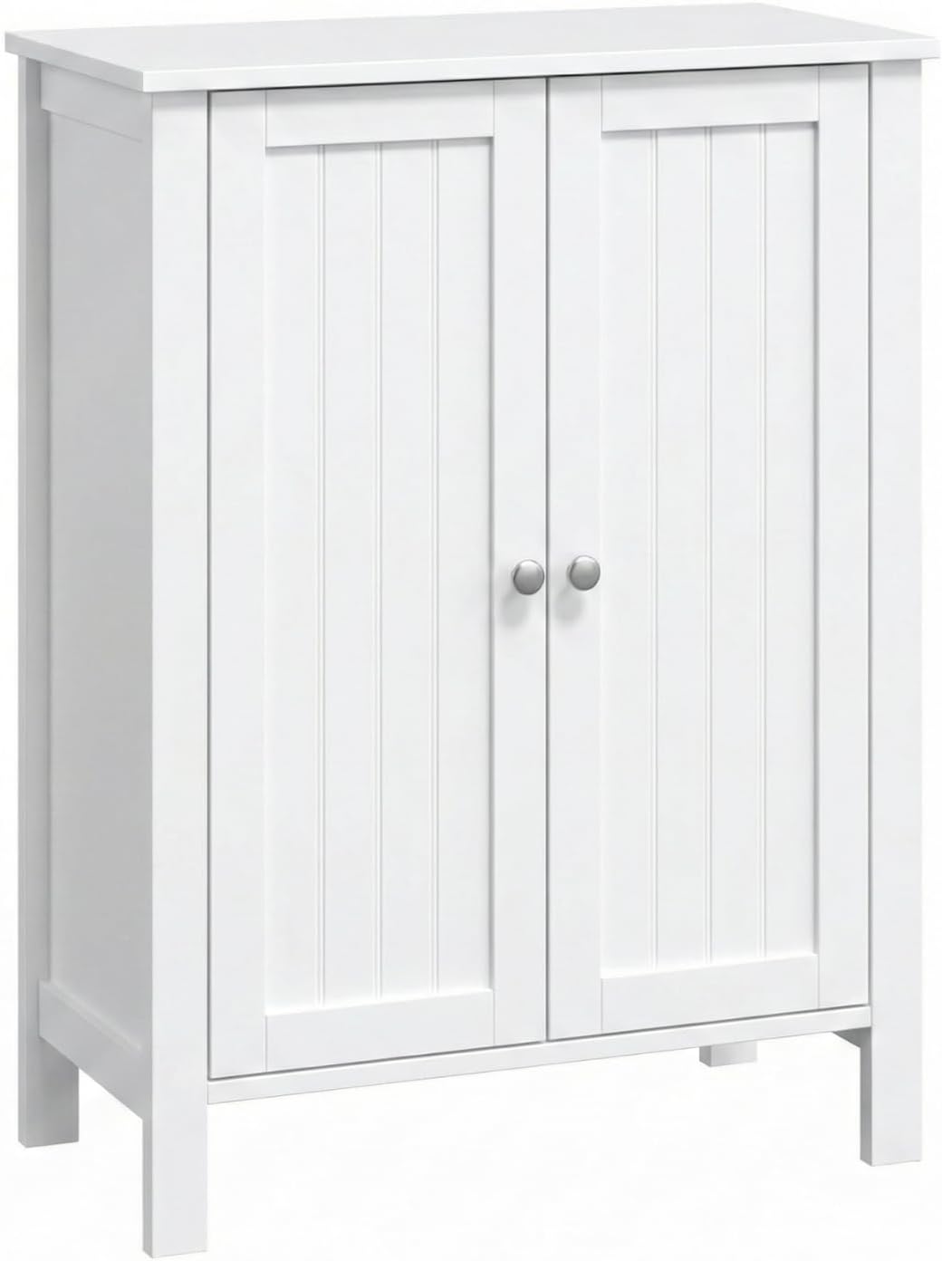 Bonnlo Bathroom Cabinet Free Standing Floor Storage with Double Door Adjustable Shelf Space Saver Decorative Modern Bathroom Furniture White