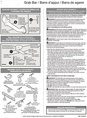 Delta Carlisle (1-Pack) 16' Shower Grab Bar Seniors ADA Compliant Satin Nickel 450 lb Capacity Bathroom Safety Handle for Shower