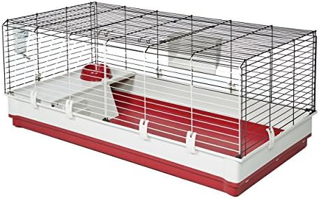 MidWest Homes for Pets 158 Wabbitat Deluxe Rabbit Home, Rabbit Cage, 39.5 L x 23.75 W x 19.75 H Inch, Maroon/White