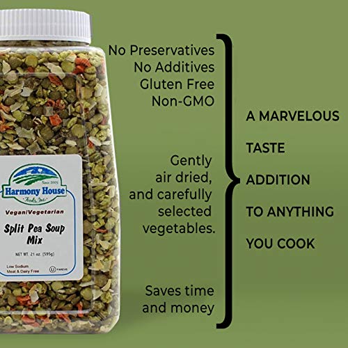 Harmony House Foods Split Pea Soup Mix - Air Dried Vegetables, Vegetarian, Vegan, Non-GMO, Great for Camping, Survival, Hiking, and Backpacking