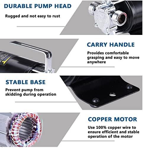 Water Transfer Pump, 115V 1/10HP 330GPH Electric Utility Water Pump with 6ft Water Hose Kit, Portable Small Water Pump For Pool Draining, Removing Water From Rain Barrel, Aquariums, etc.