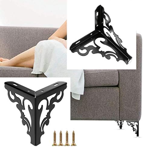 OwnMy 4PCS Metal Furniture Legs Feet, Modern Sofa Cabinet Legs for Repairs | 15cm / 6 Inch Sofa Legs for Dresser, Wardrobe, Tea Table, Worktop, Shelves, Bed, Weight Capacity of 550 lbs Per Leg, Black