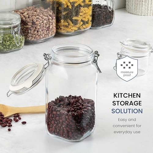 Bormioli Rocco Fido Glass Jar with Airtight Clamp Lid, 67.75 Oz - Clear | Italian Glass Fermentation Jar for Kombucha, Kimchi, Pickles & Sauerkraut