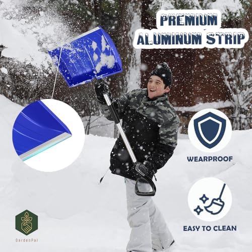 GardenPal Snow Shovel for Driveway Car Home Garage, PortableSnow Shovel with D-Grip Handle, Collapsible Snow Sand Mud Removal Tool, Large Capacity