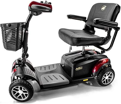 BUZZAROUND EX Extreme 4-Wheel Heavy Duty Long Range Travel Scooter, Red, 18-Inch Seat