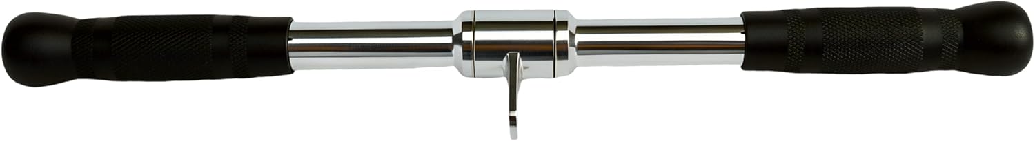 Revolving Lat Pulldown Bar for Cable Machine, Straight Bar with Rubber Grip - Tricep Press Down, Curl & Back Exercise Attachment for Home Gym