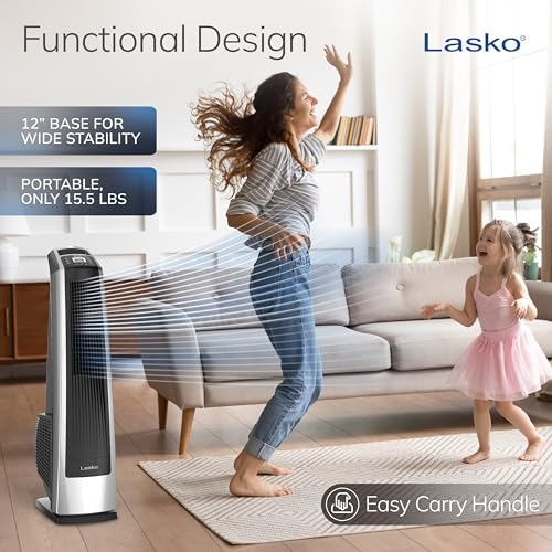 Lasko High Velocity Oscillating Tower Fan - 35" - U35115 - Silver/Black