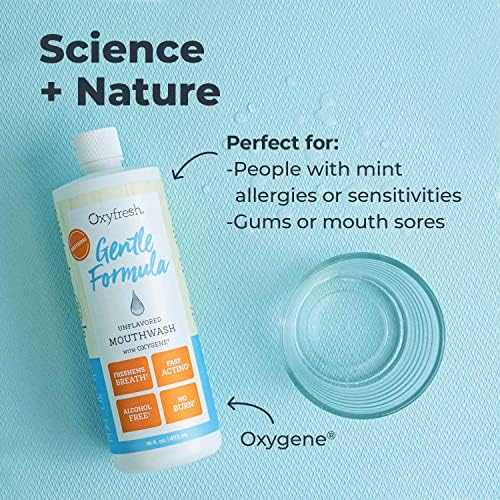 Oxyfresh Ultra Sensitive, Gentle Formula Unflavored Mouthwash & No Mint | Perfect for Ultra Sensitive Gums & Teeth – No Mint, Zero Alcohol, Flavor Free – Really Freshens Breath with Zero Stinging