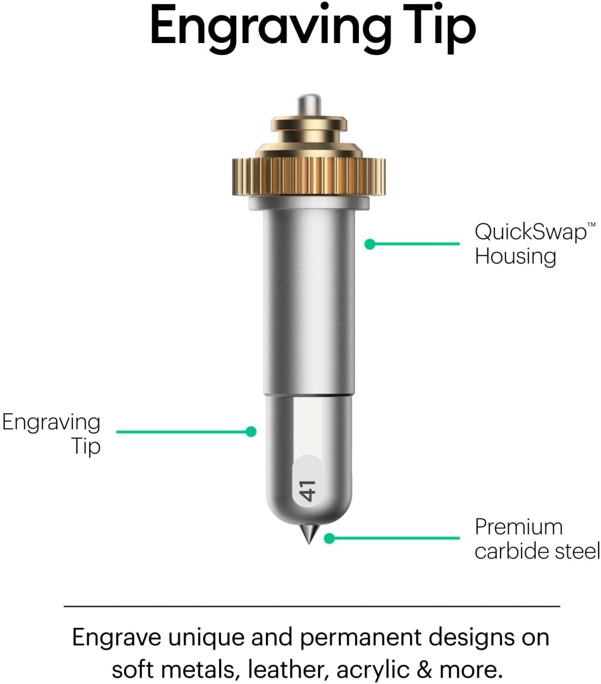 Cricut Engraving Tip + QuickSwap Housing, Silver