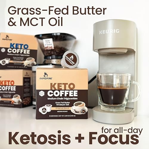 Rapidfire Caramel Macchiato Ketogenic High Performance Keto Coffee Pods, Supports Energy & Metabolism, Weight Management, Single Serve K Cup, Brown, 16 Count