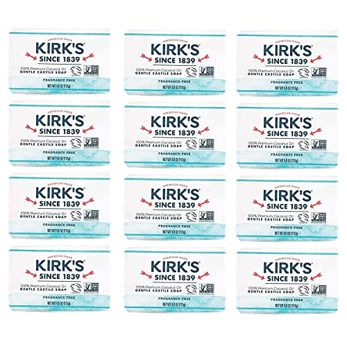 Kirk's Original Coco Castile Bar Soap Fragrance Free 4 Ounces (8 Pack)
