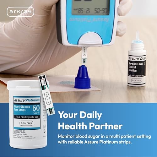 Assure Platinum Blood Glucose Test Strips – No Coding Required, 0.5 Microliter Sample, Accurate & Fast 7-Second Results, Compatible with Assure Platinum Blood Glucose Meter, 50 Count | Automatic Coding