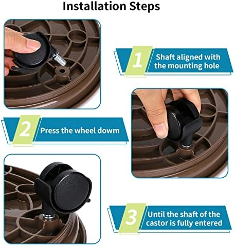 Skelang 13" Plant Caddy, Movable Plant Stand Pot Saucer, Plant Pallet Tray Trolley with Casters, Plant Dolly for Garden Planter, Deck Potted Plant