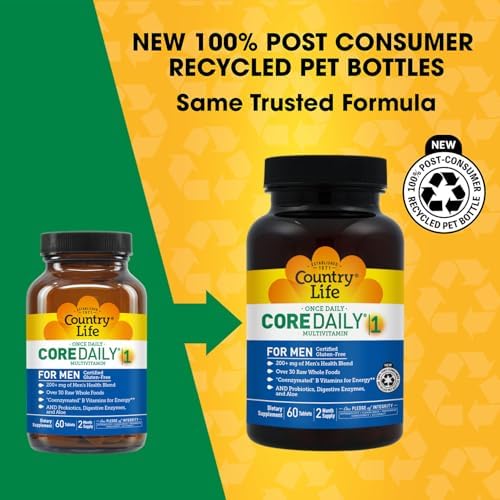 Country Life Core Daily-1 Multivitamin for Men with Probiotics, 60 Tablets | Supports energy metabolism