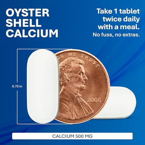 MAJOR Oyster Shell Calcium 500mg, Gluten-Free, 1000 Tablets (1-Pack) | Dietary Supplement for Bone Health and Joint Support, Mineral Supplement, Helps Support Healthy Calcium Levels