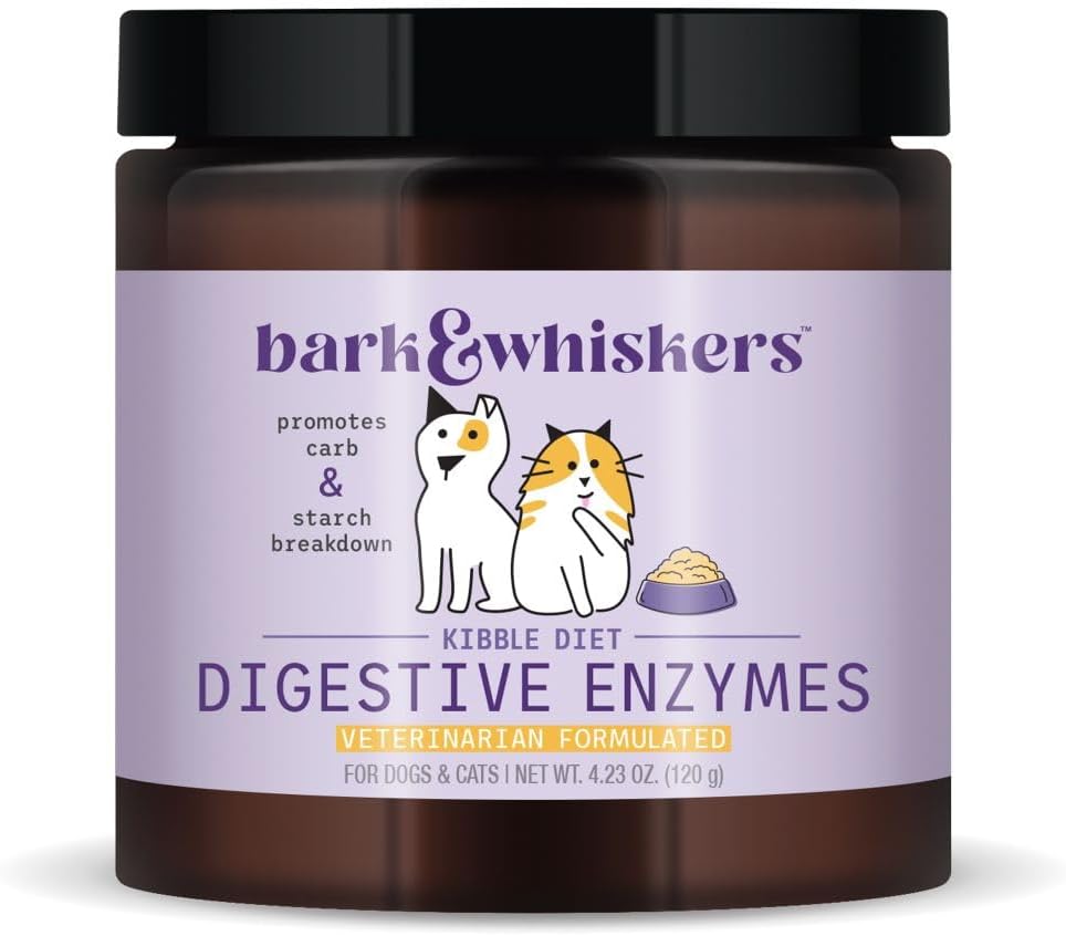 Dr. Mercola Bark & Whiskers Digestive Enzymes – Veterinarian Formulated – for Dogs & Cats – Non-GMO – 150 Scoops – Supports Kibble Digestion
