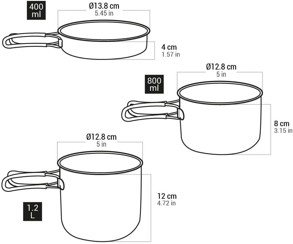 Keith Ti6014 Grade 1 Pure Titanium 3-Piece Pot and Pan Set
