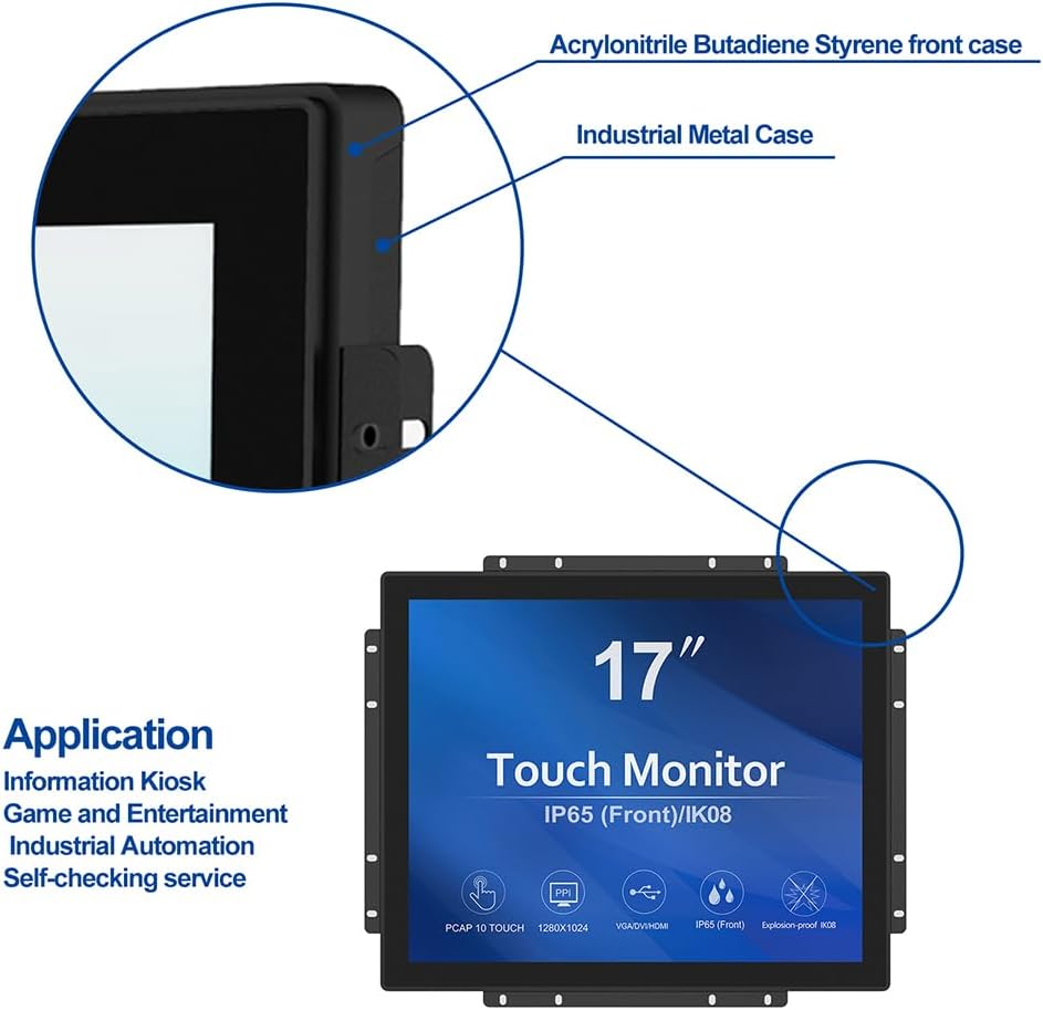 GreenTouch 18.5 Industrial Touch Monitor Open Frame, HDMI/VGA/DVI Interface, Muliti Touch Capacitive Touch Screen Technology