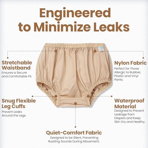 Incontinence Leak-Protection, Washable Pull-On Diaper Cover Pant, Advanced-Cool-Lightweight-Durable- Kleinert's (Beige, XX-Large)