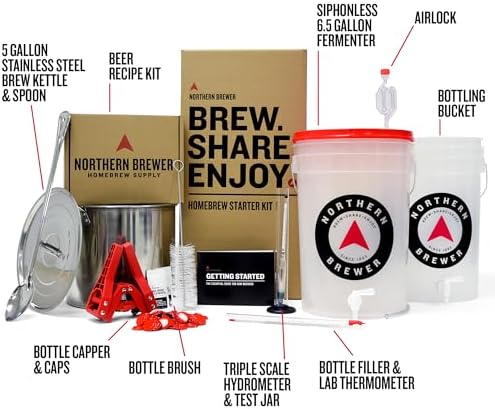 Northern Brewer - Brew. Share. Enjoy. HomeBrewing Starter Set, Equipment and Recipe for 5 Gallon Batches (Hank's Hefeweizen)