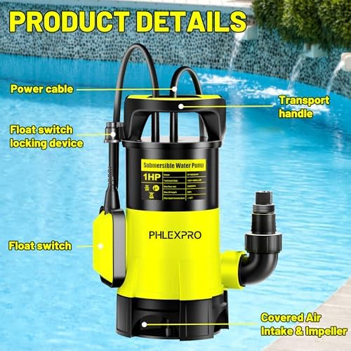 1/2HP Automatic Submersible Sump Pump, 5300 GPH Water Pump | 3/4" Garden Hose Check Valve Adapter, 2650 GPH Water Removal for Swimming Pool Cover Hot Tubs Flooded House Basement