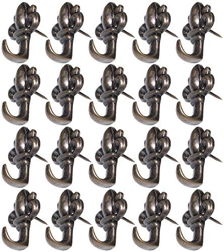 Pack of 20 Zinc Alloy Flower Shape Push Pin Hangers Hook Pin Wall Hooks (Bronze)