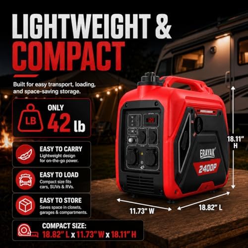 ERAYAK 4500W Portable Inverter Generator for Home Use, Super Quiet Small Generator for Camping Outdoor Emergency Power Backup, Gas Powered Engine, ECO Mode, EPA Compliant