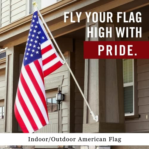 American Flag 5x8 ft Embroidered Stars Sewn Stripes | Embroidered USA flag with vivid colors and quadruple stitched fly end for enhanced durability. Features 210D Nylon