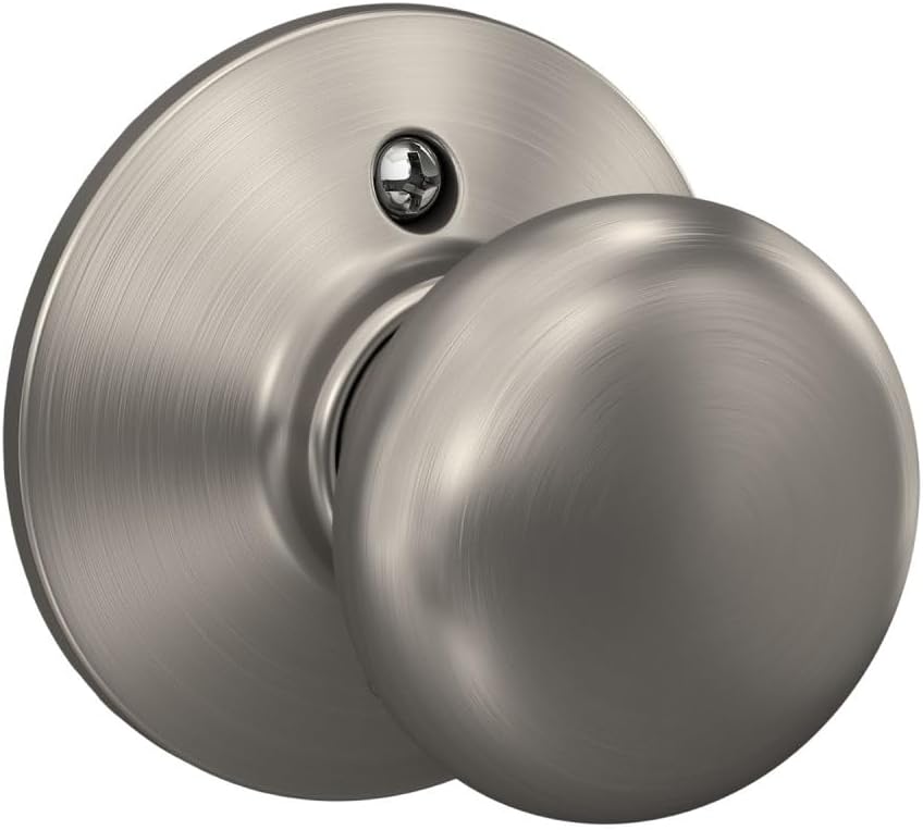 Schlage Plymouth Bed/Bath Privacy Door Knob with Lock, Satin Nickel | Interior bedroom or bathroom door knob with push button lock, Easy to install, Certified durability, Universal fit