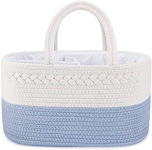 ABenkle Diaper Caddy Organizer - Cotton Rope Nursery Storage Basket for Baby Essentials, Boys & Girls Shower Gift, Changing Table Organizer