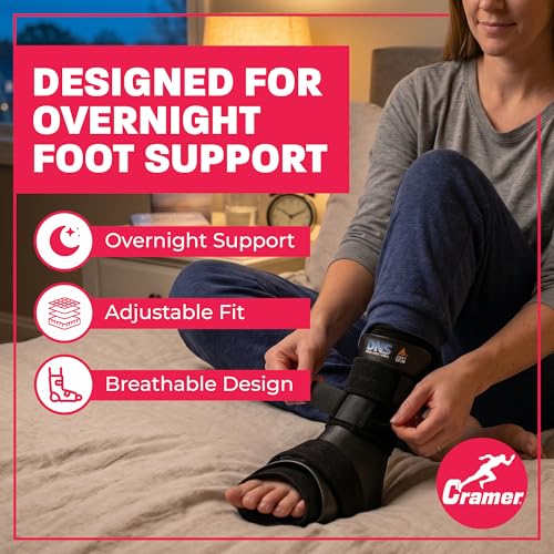 Cramer Dorsal Night Splint, Small, Foot Brace for Plantar Fasciitis Support, Lightweight Low-Profile Sleep Aid, Adjustable Arch Alignment Splint for Left or Right Foot, Slip-Resistant Fit