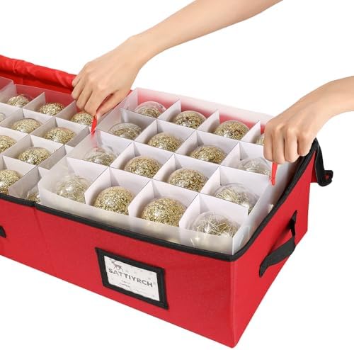 Sattiyrch Christmas Ornament Storage Box,Box Contributes Slots for 128 Holiday Ornaments 3-Inch