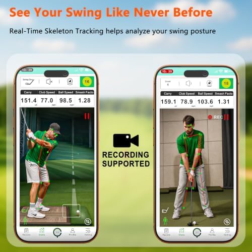Golf Launch Monitor & Portable Swing Analyzer with 13 Metrics | Multi-Angle Practice Views