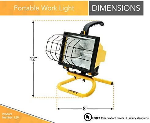 Woods 500 Watt Portable Work Light; Yellow