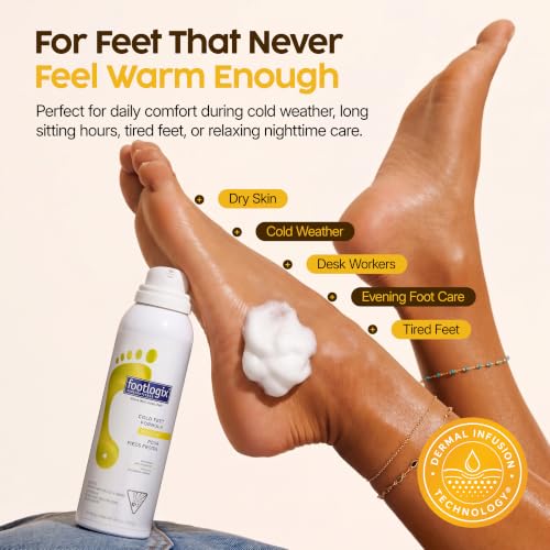 Footlogix Cold Feet Formula Mousse 4.23 oz – Foot Warming Mousse with Arnica, Rosemary & Co-Q10, Urea Foot Care, Dry Sensitive Skin, Non-Greasy