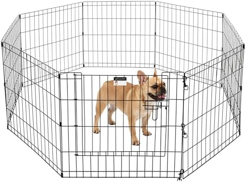 Puppy Playpen - Foldable Metal Exercise Enclosure with Eight 24-Inch Panels - Indoor/Outdoor Fence for Dogs, Cats, or Small Animals by PETMAKER