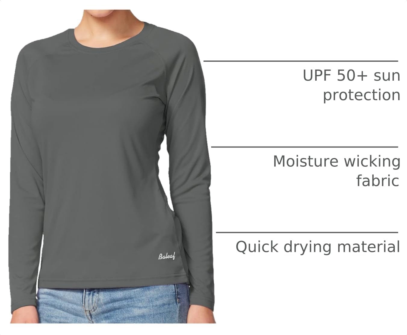 baleaf Women's UPF 50+ Sun Shirts Long Sleeve Stretchy Quick Dry | Lightweight, Rash Guard, UPF 50+ Sun Protection, Breathable Comfort material for Hking Workout, Excellent for hot weather