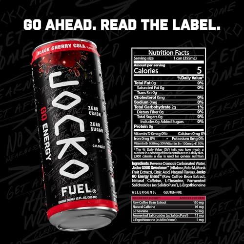 Jocko Fuel GO Energy Drinks, Sour Apple, 12 oz | 12 Pack